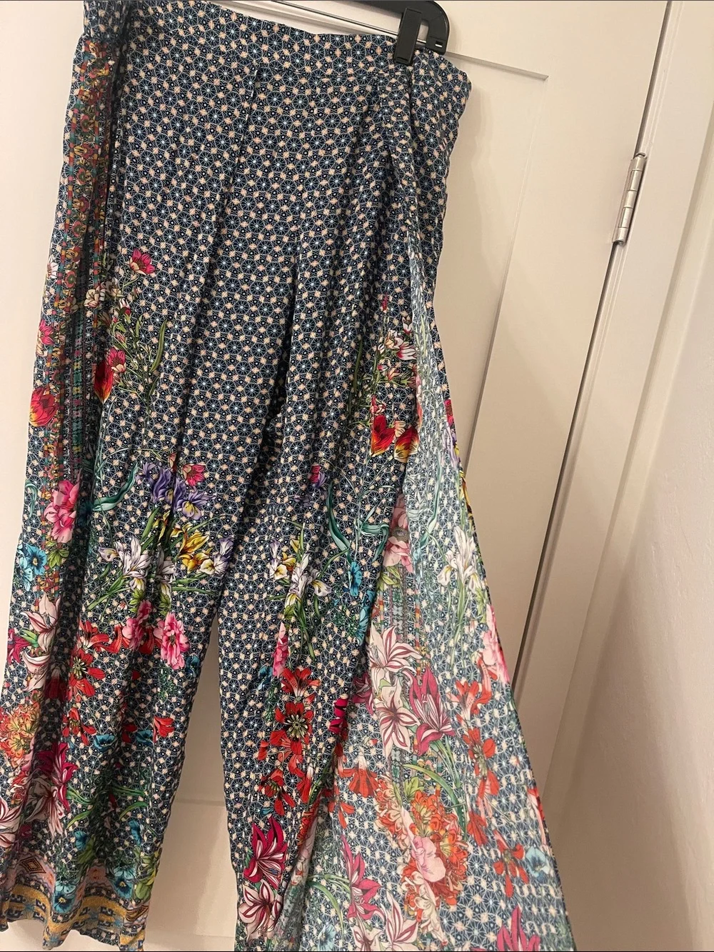 Johnny Was Navy Floral Panel Maxi Skirt XL